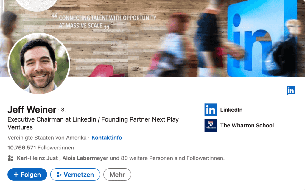 LinkedIn Profil Beispiel Jeff Weiner