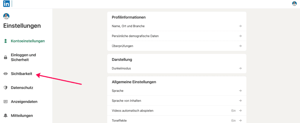 LinkedIn Auffindbarkeit