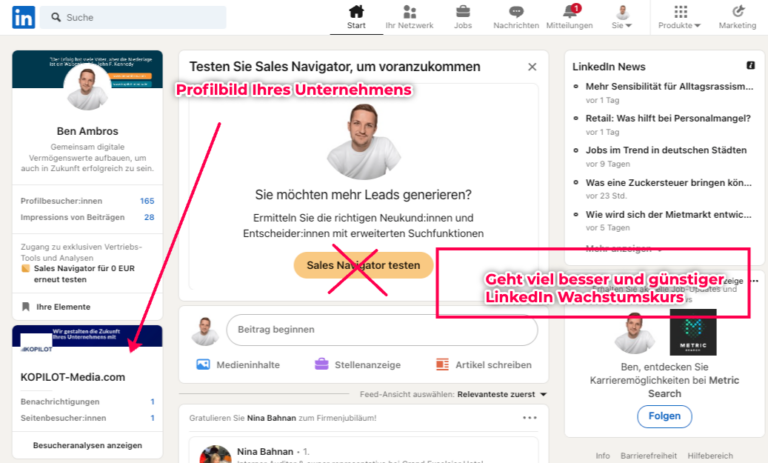 Unternehmensseite LinkedIn